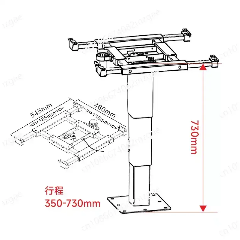 Adjustable Pneumatic Tatami Suitable for Camper Yacht Convertible Bed/Table Heavy Duty RV Telescopic Table Frame with Gas Lift