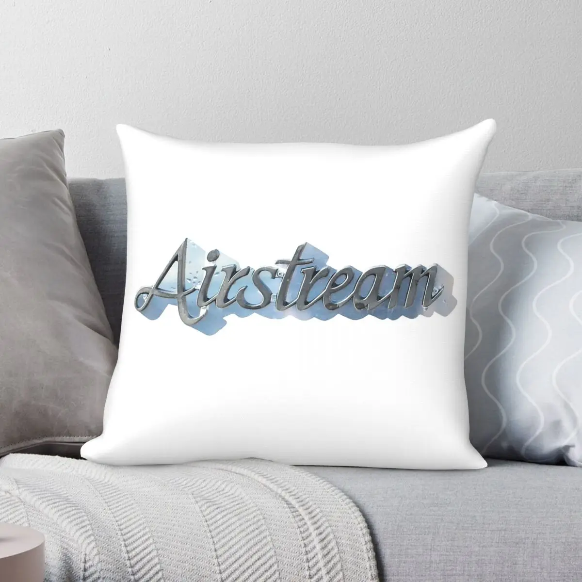 Airstream Logo Cursive Square Pillowcase Polyester Linen Velvet Creative Zip Decorative Throw Pillow Case Room Cushion Cover