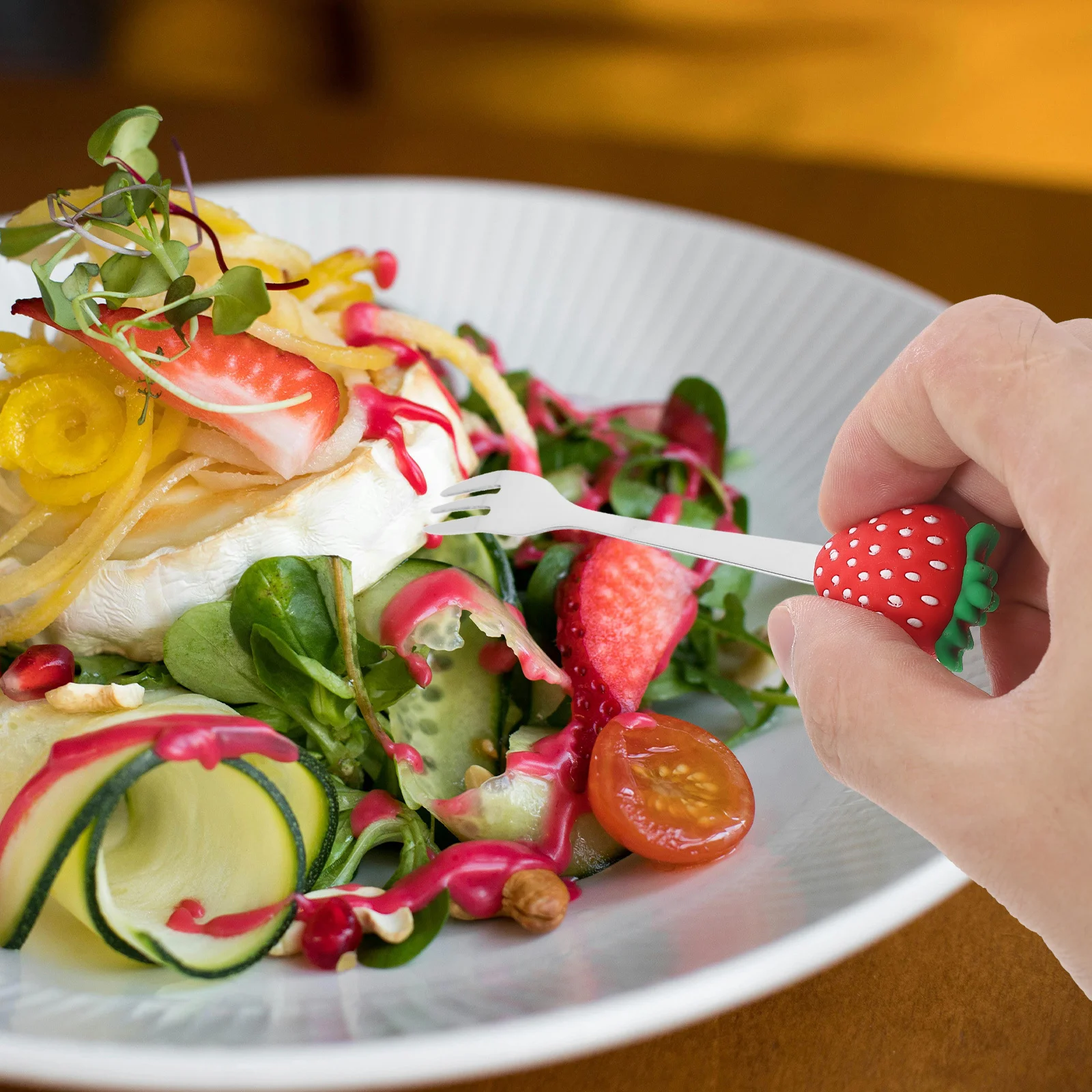 

5Pcs Cartoon Fruit Picks Stainless Steel Food Forks Party Dessert Cake Snack Picks Reusable Bar Appetizer Serving Sticks