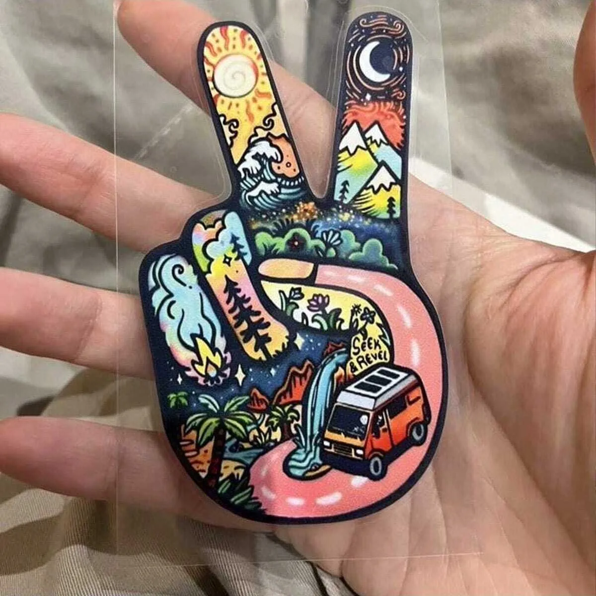 1Pack Funny Peace Gesture Possum Waterproof Vinyl Sticker Emoji Decal For Car Truck Laptop PC Tool Box Decor - view 6