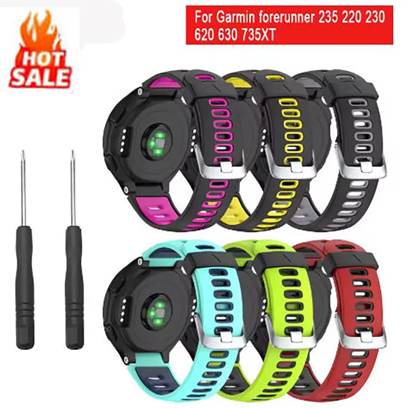

Outdoor Sport Silicone Strap for Garmin forerunner 735XT 735 235 220 230 620 630 Watch Band with tool Soft Silicone Accessories