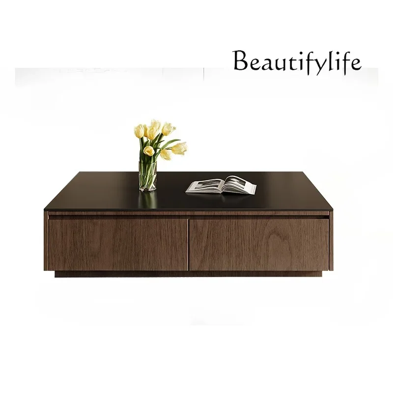 

vV Rock slab coffee table living room household light luxury table high-end floor coffee table TV cabinet combination