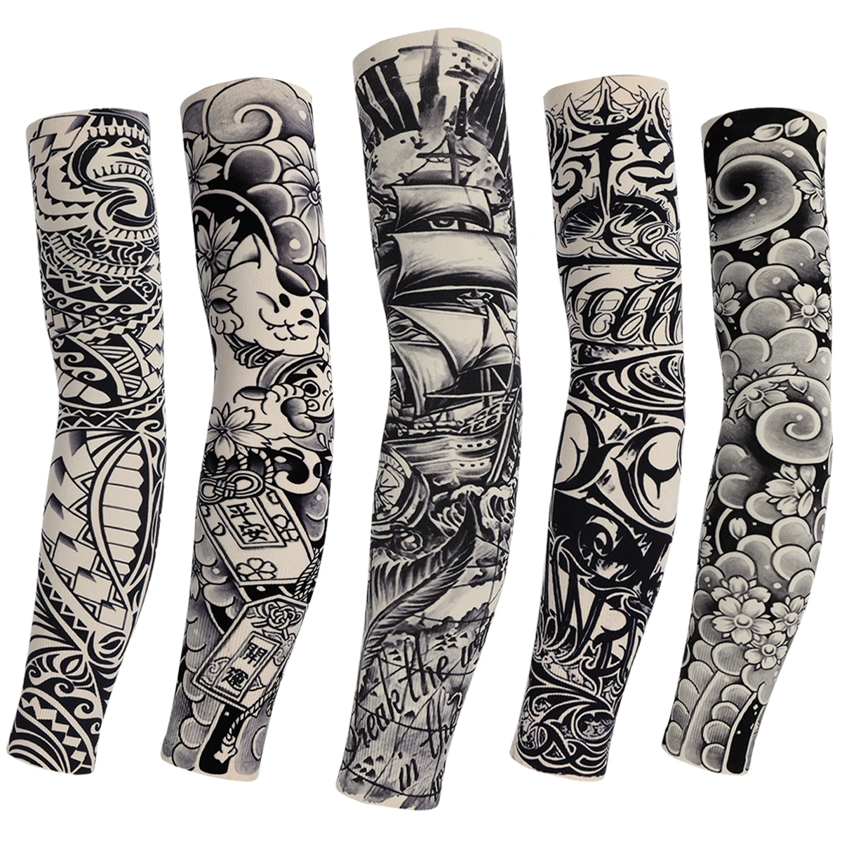 New Summer Tattoo Sleeves Ice Silk Golf Sports Sun-proof Cycling Men Cool Personalized Driving Women Fishing Elastic Arm Warmer
