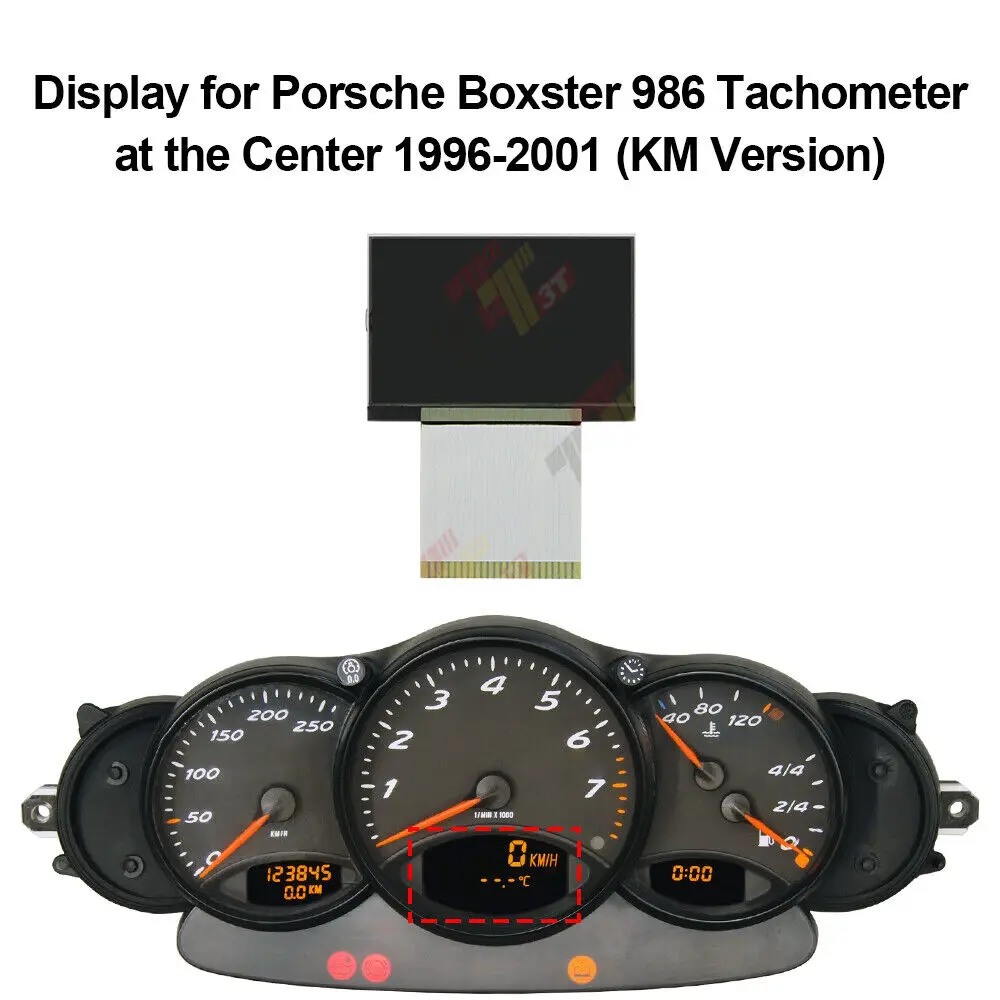 

Dashboard LCD Display for Porsche 911 996 and 986 Boxster Tachometer On The Center KM Version