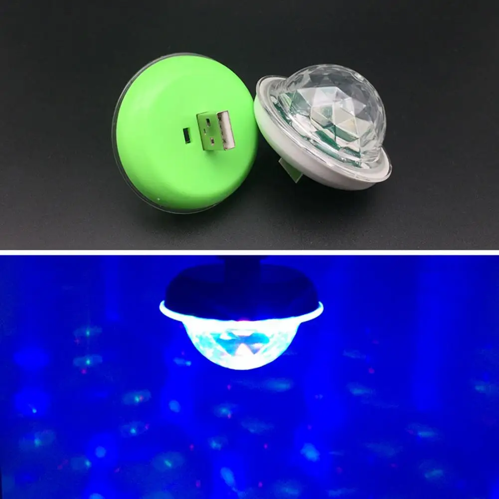Mini luz ambiental USB para coche, iluminación LED RGB colorida para fiesta de DJ, teléfono, ordenador portátil, luz giratoria USB para escenario de fiesta con respuesta de música