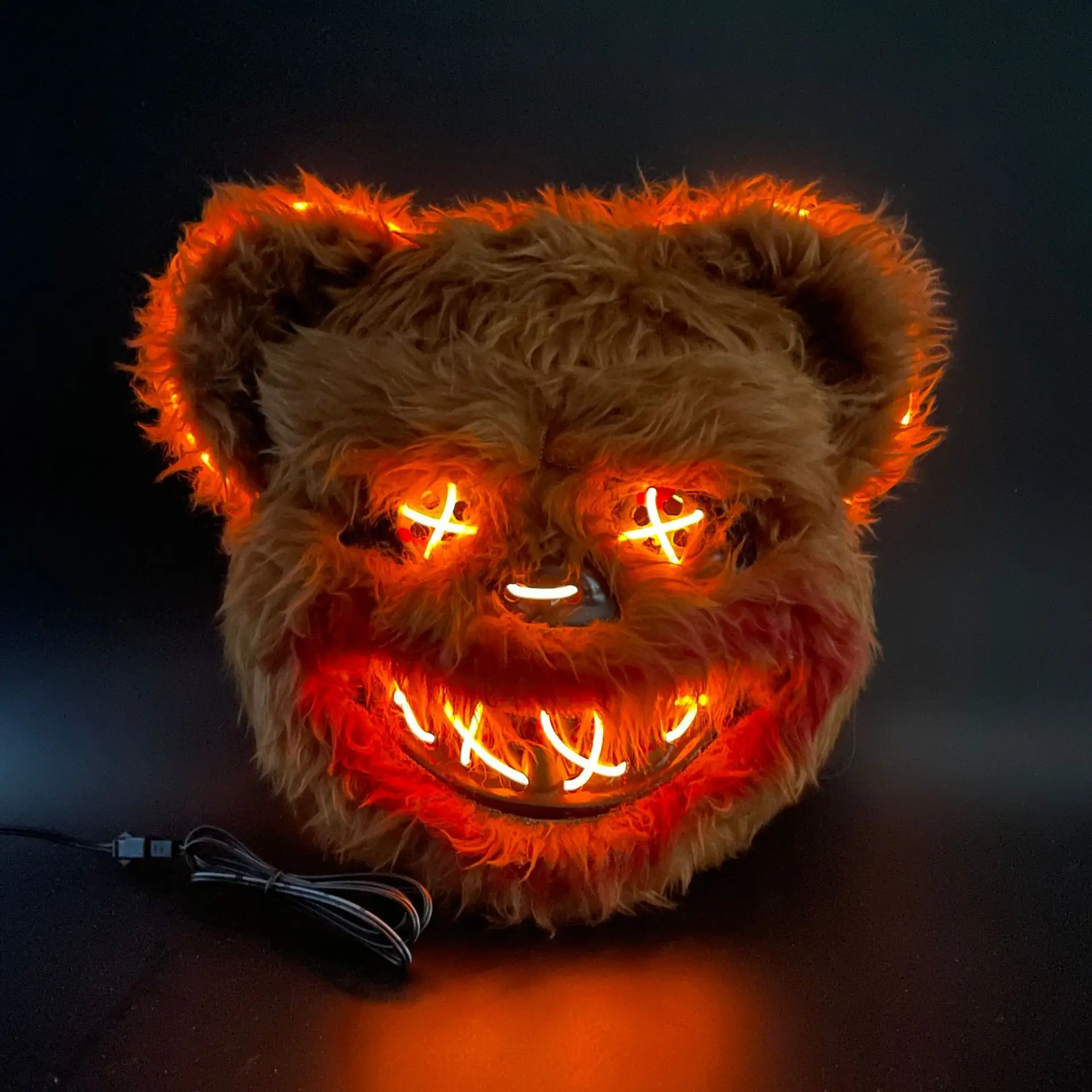 LED Mad Rabbit Scary Light Up Máscara para homens e mulheres, fantasia de Halloween, Cosplay Fancy Dress, Fun Eye Mask, Dançando