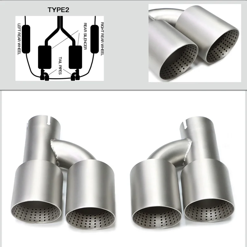 1 Pair Matte Stainless Steel Dual Exhaust Tip Universal Exhaust System Muffler Tip Customized Nozzle For Golf R MK7 GTI Exhaust