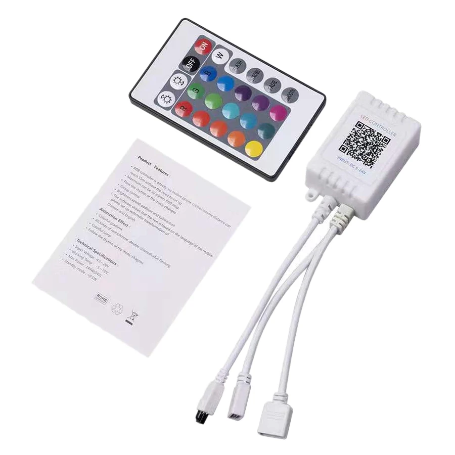 Led Strip Lights Controller,Controller RGB Led Strip Light Controller + Infrared Remote Control 24 Keys