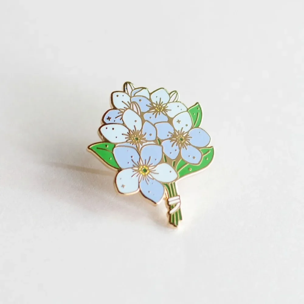 Forget-Me-Not Enamel Pin | Plant Metal Badge | Flower Brooch for Jewelry Accessory Gifts