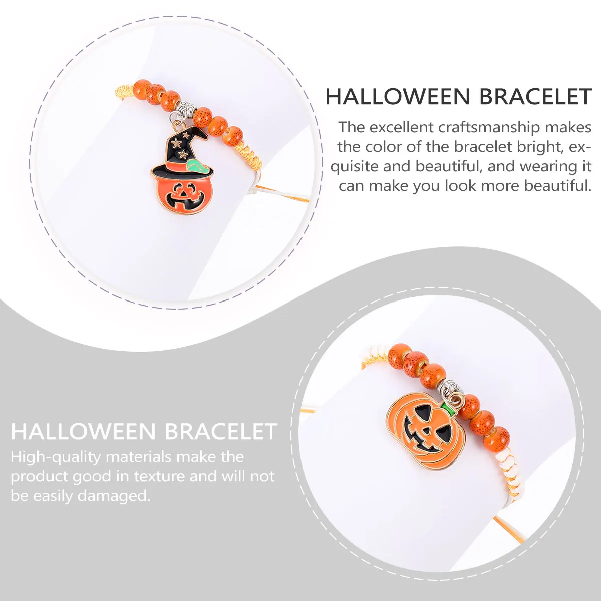 

4pcs Halloween Pumpkin Bracelets Porcelain Bead Jewelry Alloy Halloween Party Accessories Women Gift Decoration