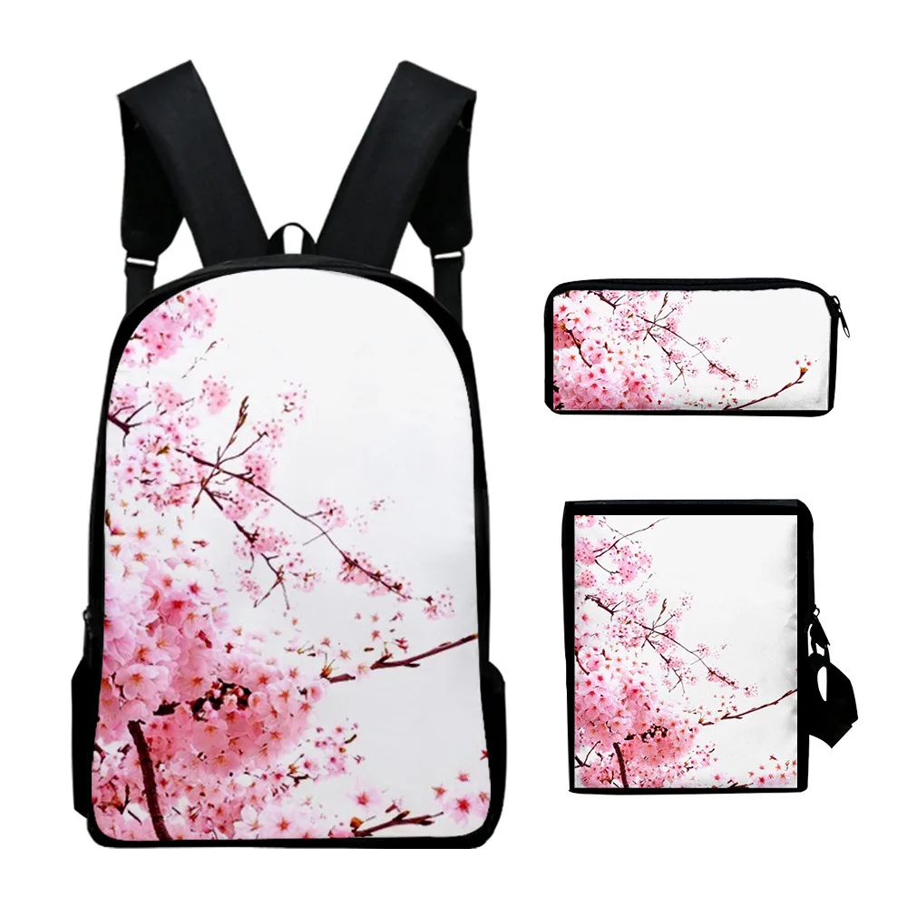 3psc/set Ink and Wash Painting Backpack Primary Middle School Students Boys Girls Schoolbag Crossbody Bag Pen Case