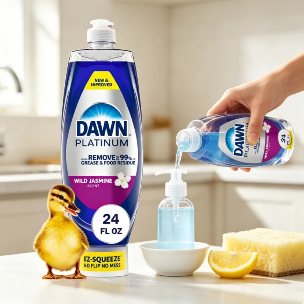 Wild Jasmine Scent EZ‑Squeeze Dish Soap, Upgraded Formula Removes 99% Grease, Multi‑Surface Kitchen Washing Liquid