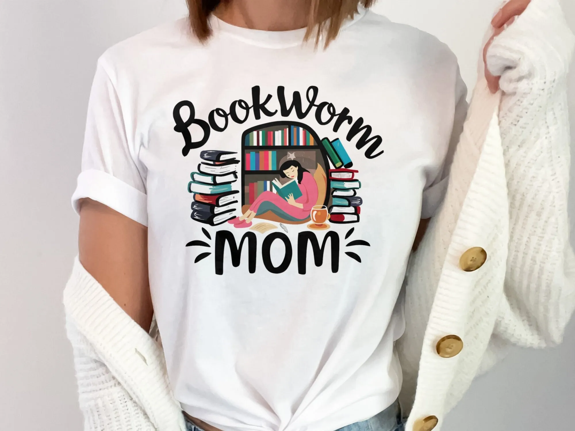 Mothers Day Bookworm T Shirt Book Lover Mom Cozy Reading Theme For Moms Love Books Non Personalized