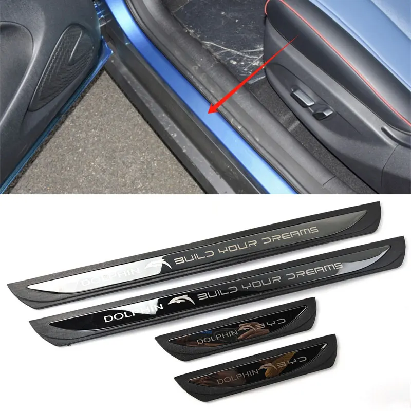

4Pcs/Lot ABS Stainless Steel For 2021-2023 BYD Dolphin Door Sill Pedal Welcome Scuff Plate Decoration Cover