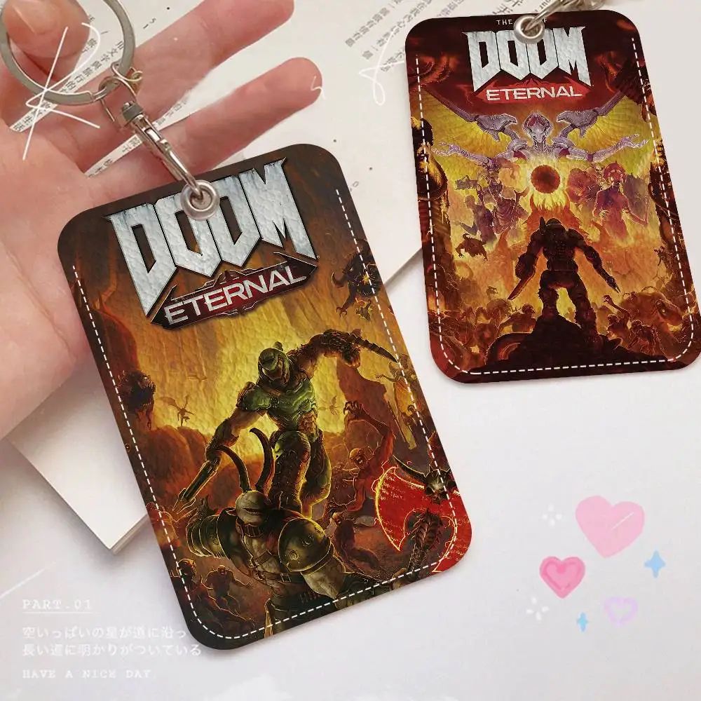 حامل بطاقة الوصول من البولي يوريثان على الطراز الكلاسيكي D-Doom E-Eternal مع سلسلة مفاتيح - حماية تنفيذية لبطاقة البنك والمترو الأنفاق وبطاقة الحافلة #6