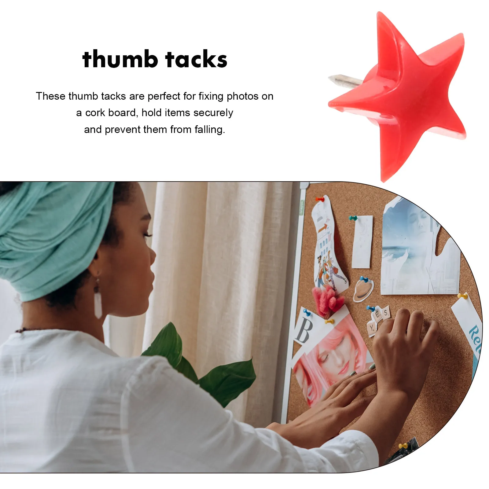 

100Pcs Colorful Star Thumbtacks Strong Small Pins for Cork Board Notice Board Memos Calendars Decorative Functional Tacks