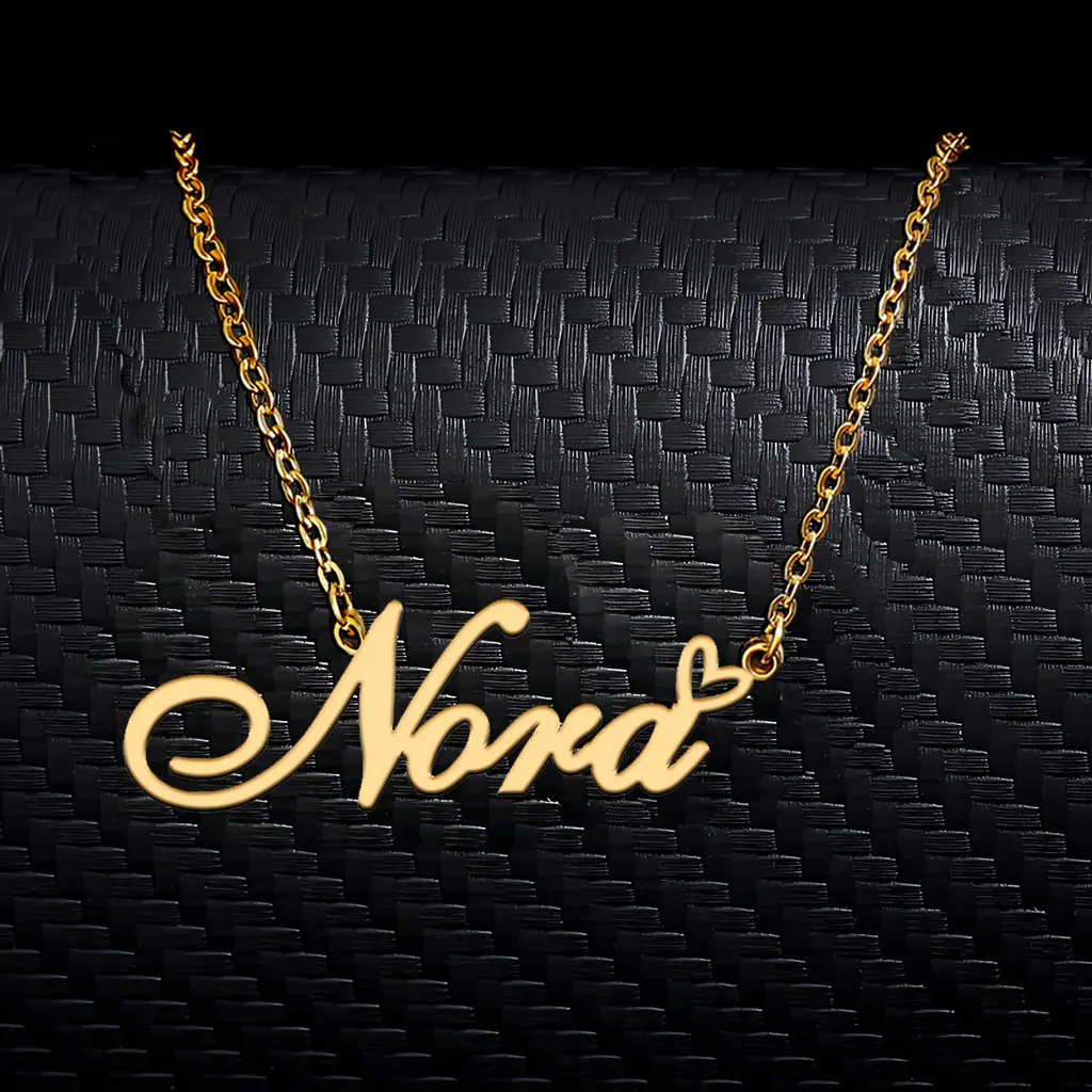 

Nora with Heart Decoration Letters Name Necklace for Women Stainless Steel Gold Plated Charm Choker Mother's Day Gift