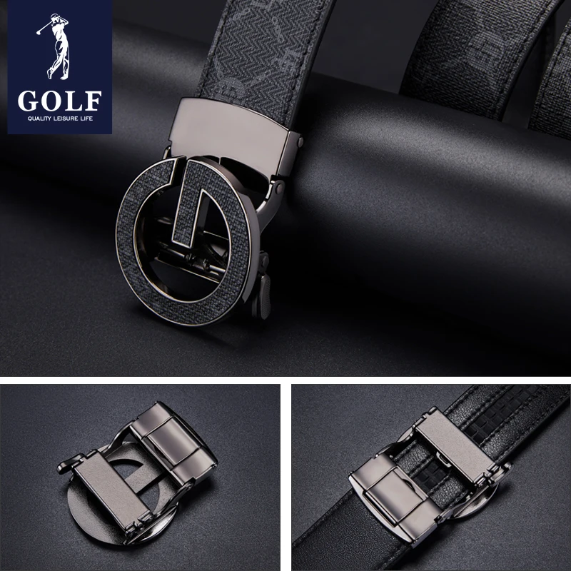 GOLF herenriem mode bedrukte letter automatische gesp tailleband veelzijdige trendy heren casual riem