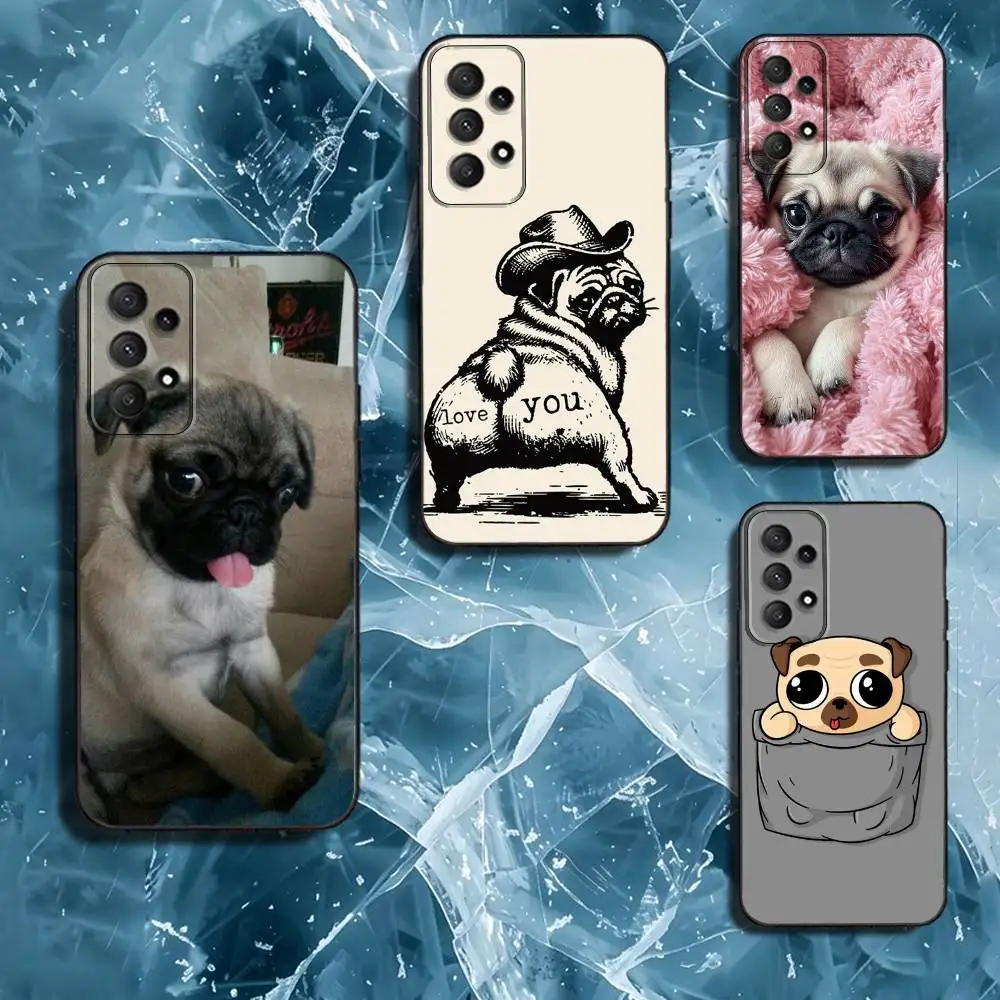 

Cute Pug Dog Phone Case For Samsung Galaxy A13,A21s,A22,A31,A32,A52,A53,A71,A80,Soft Black Shell