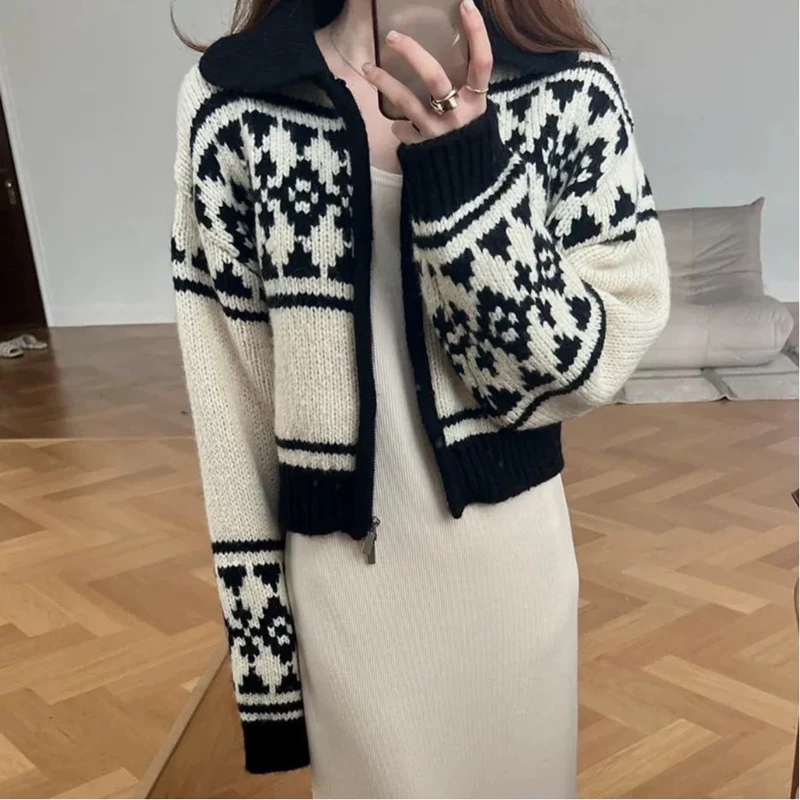 

Knitted Sweater Women Cardigans New Long Sleeve Doll Collar Patchwork Knit Sweater Cardigan Women Tops Sueters De Mujer Q1505