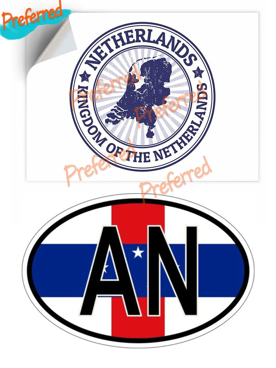 Creative Sticker Netherlands Kingdom Map Antilles Netherlands Oval Flag Vinyl Car Sticker Car Window Notebook Styling Decal PVC