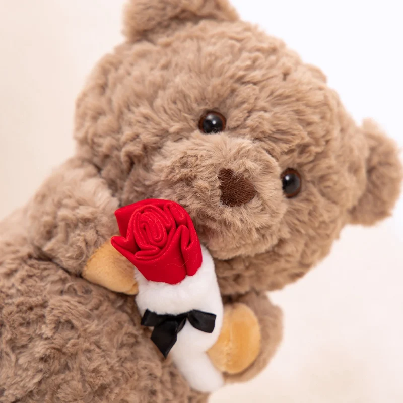 Ursos de pelúcia kawaii com flor rosa urso de pelúcia brinquedos de pelúcia presentes do dia dos namorados para mulheres brinquedos animais bonitos para meninas