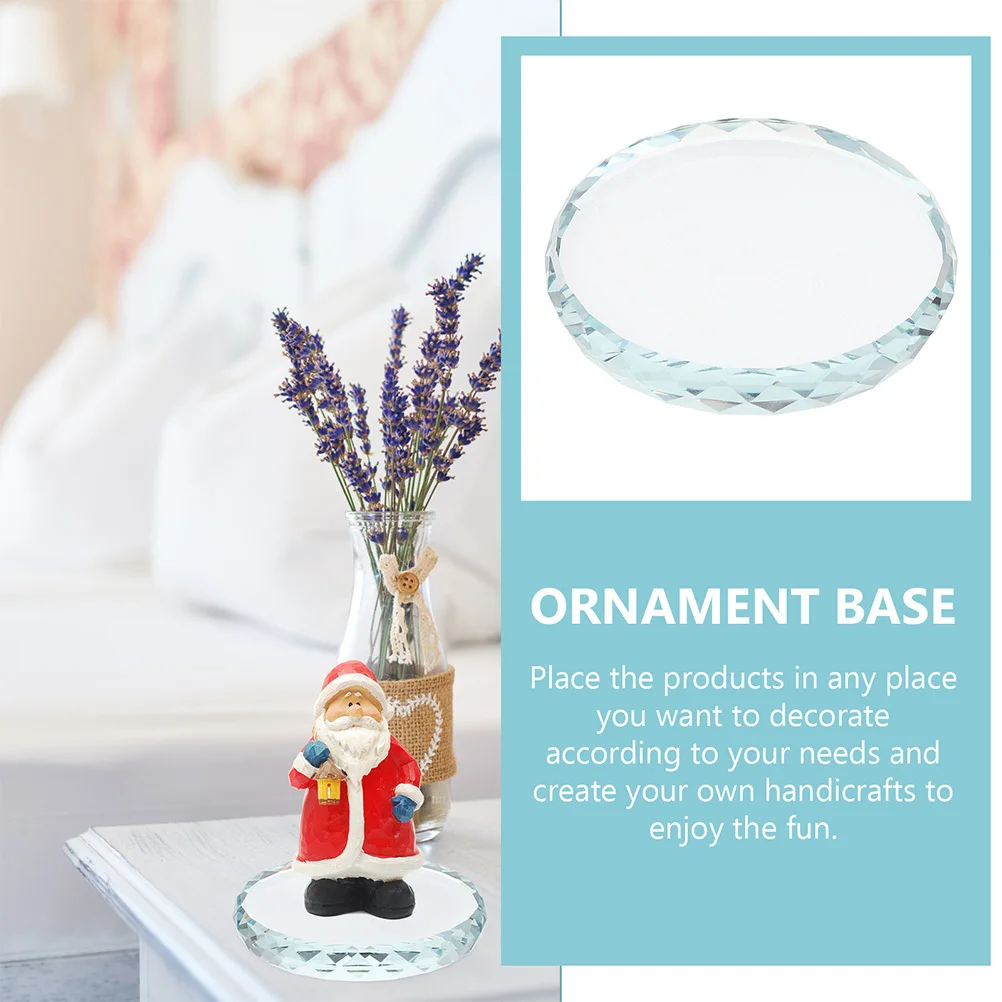 

2Pcs Diamond Facet Crafts Round Glass Display Base Lightweight Multipurpose Collectibles Stand Glass Display Base