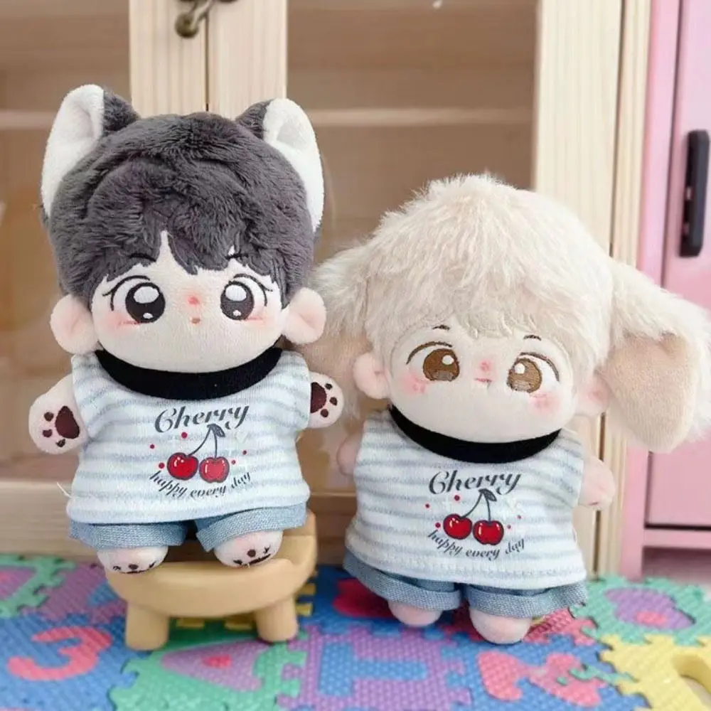 جديد لطيف دمية تي شيرت عقال البسيطة الكرتون نمط الكرتون أفخم بذلة الملابس الصغيرة الدعاوى 10 سنتيمتر دمية القطن #4