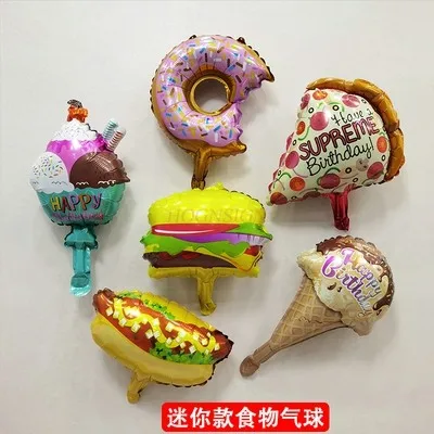 New Hamburg, French fries, pizza, donut, ice cream, popcorn, cone cake, birthday decoration balloon