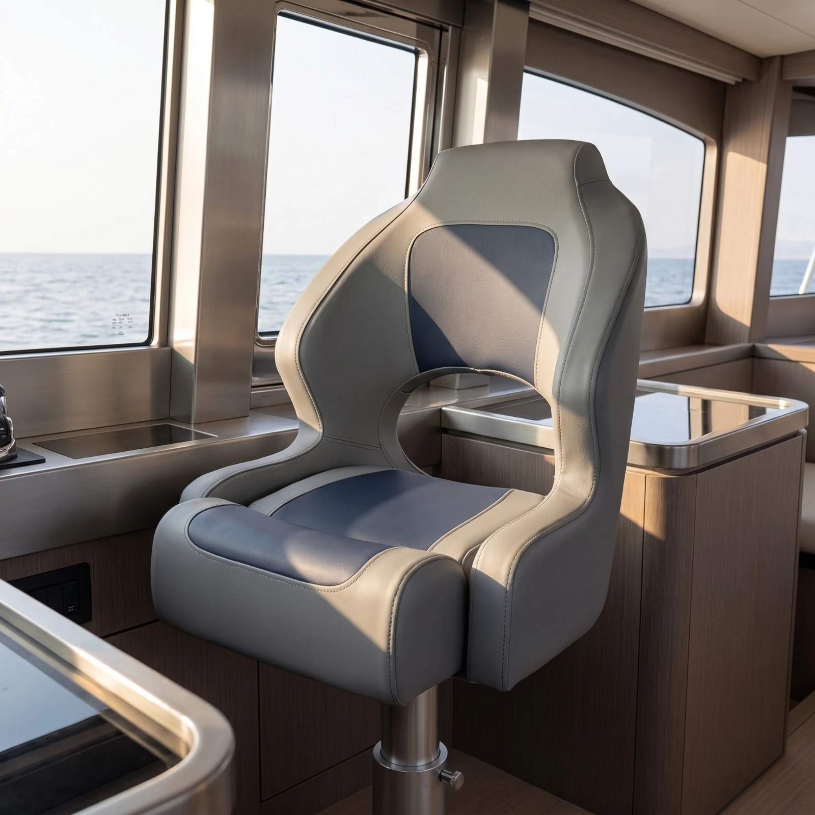 Folding Boat Captain Chair High-back Cushioned Marine-grade Seat for Stable Seating in Choppy Seas