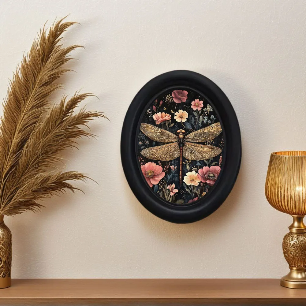 1 Piece of Vintage Floral Dragonfly Wall Decoration, Halloween Floral Gilded Dragonfly Pattern Decoration, Victorian Gothic Style Tabletop Display and Hanging Painting, Vintage Enthusiasts' Bedroom Entryway Home Decor Gift