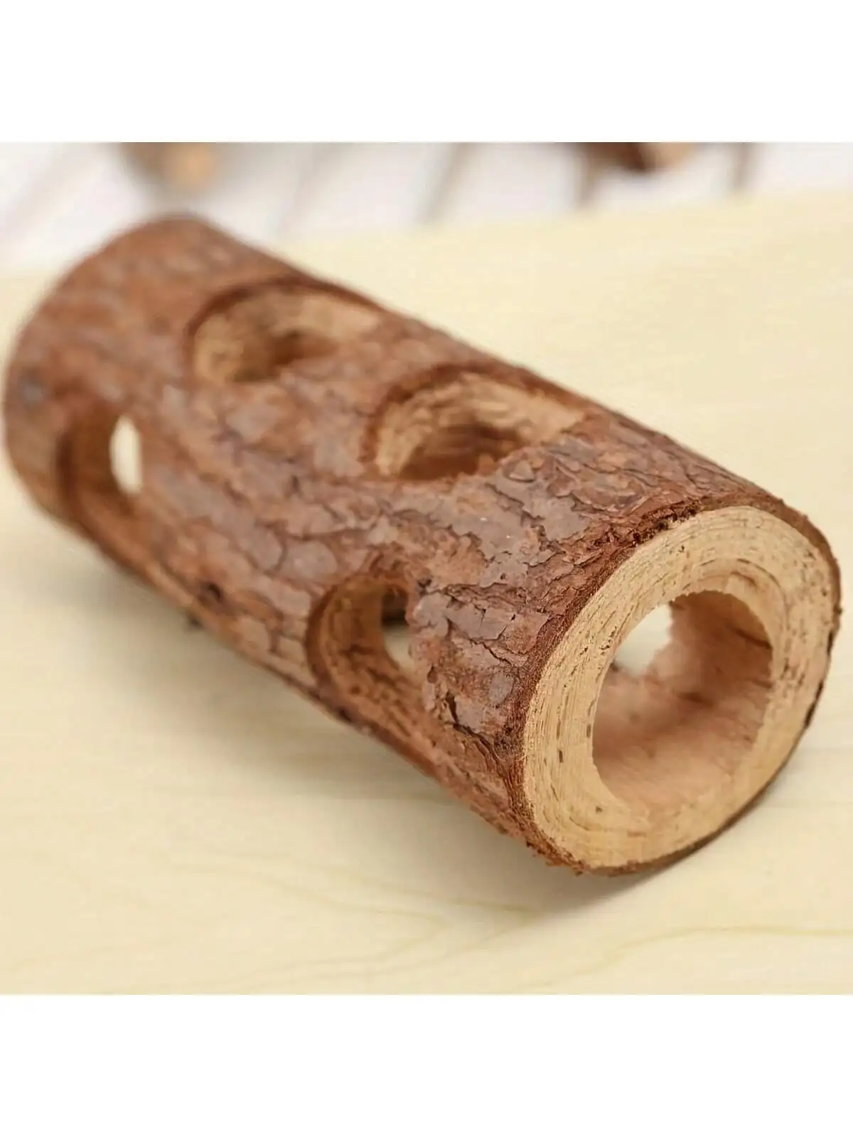 Image 7: Tunnel cachette pour Hamster en bois naturel, 20cm, 15cm, maison pour animaux de compagnie, avec trous, Cage pour petits animaux, accessoires pour Hamsters, gerbilles