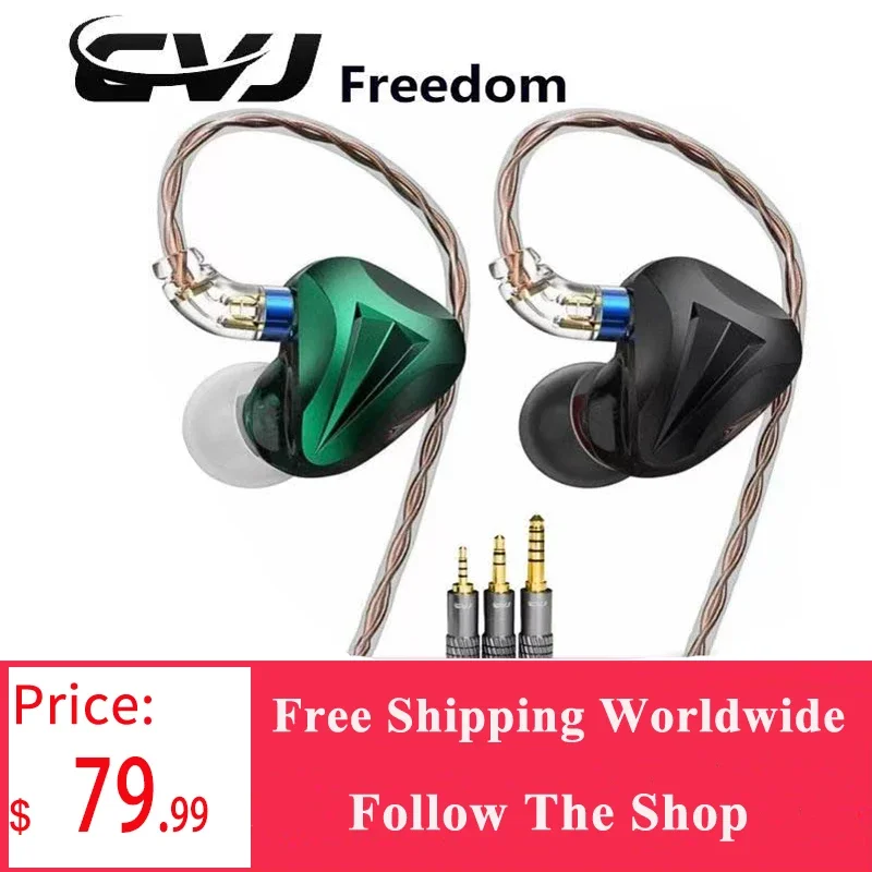 

CVJ Freedom 5 Hybrid Drivers in-Ear Monitors Earphone 1DD+4BA IEMs Music Earbuds with 4 Switchable Tuning Modes & 3 Types Plugs