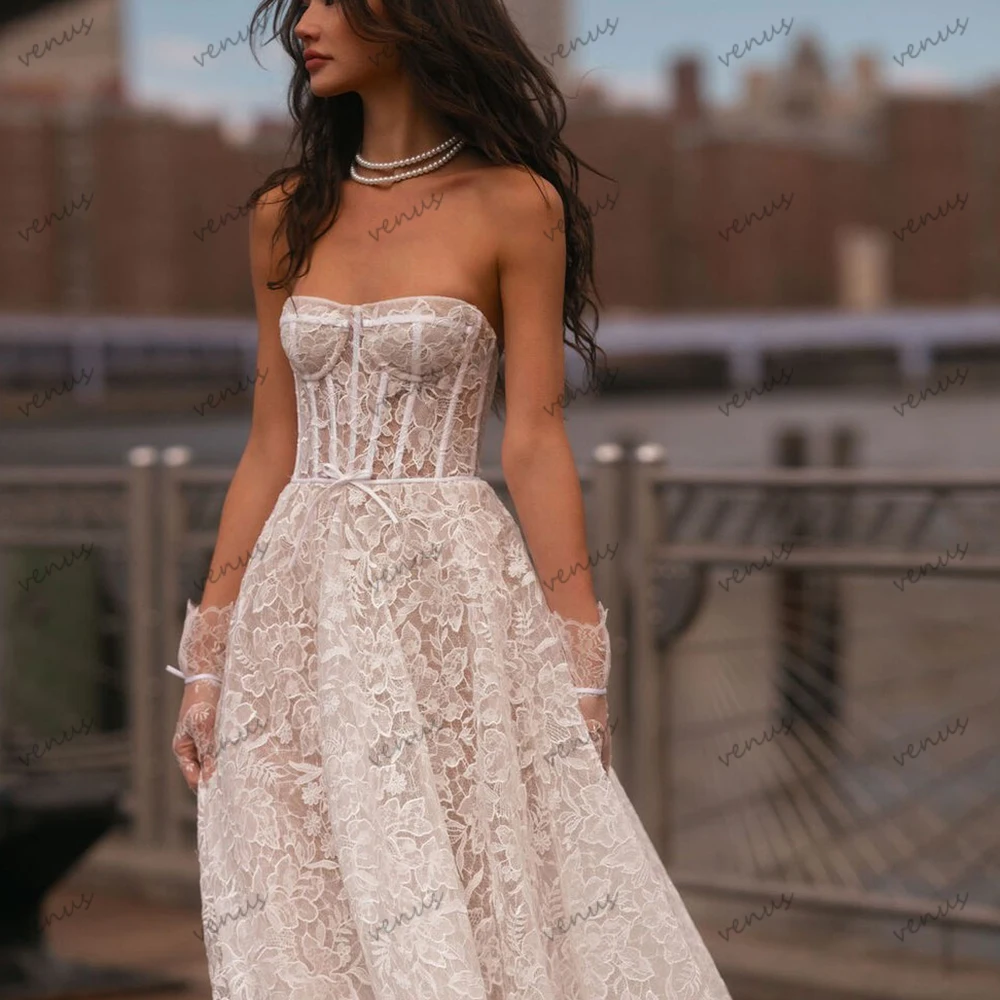 

Glamorous Wedding Dresses A Line Lace Bridal Gowns Sexy Strapless Backless Robe For Formal Vestidos De Novia Customized 2025