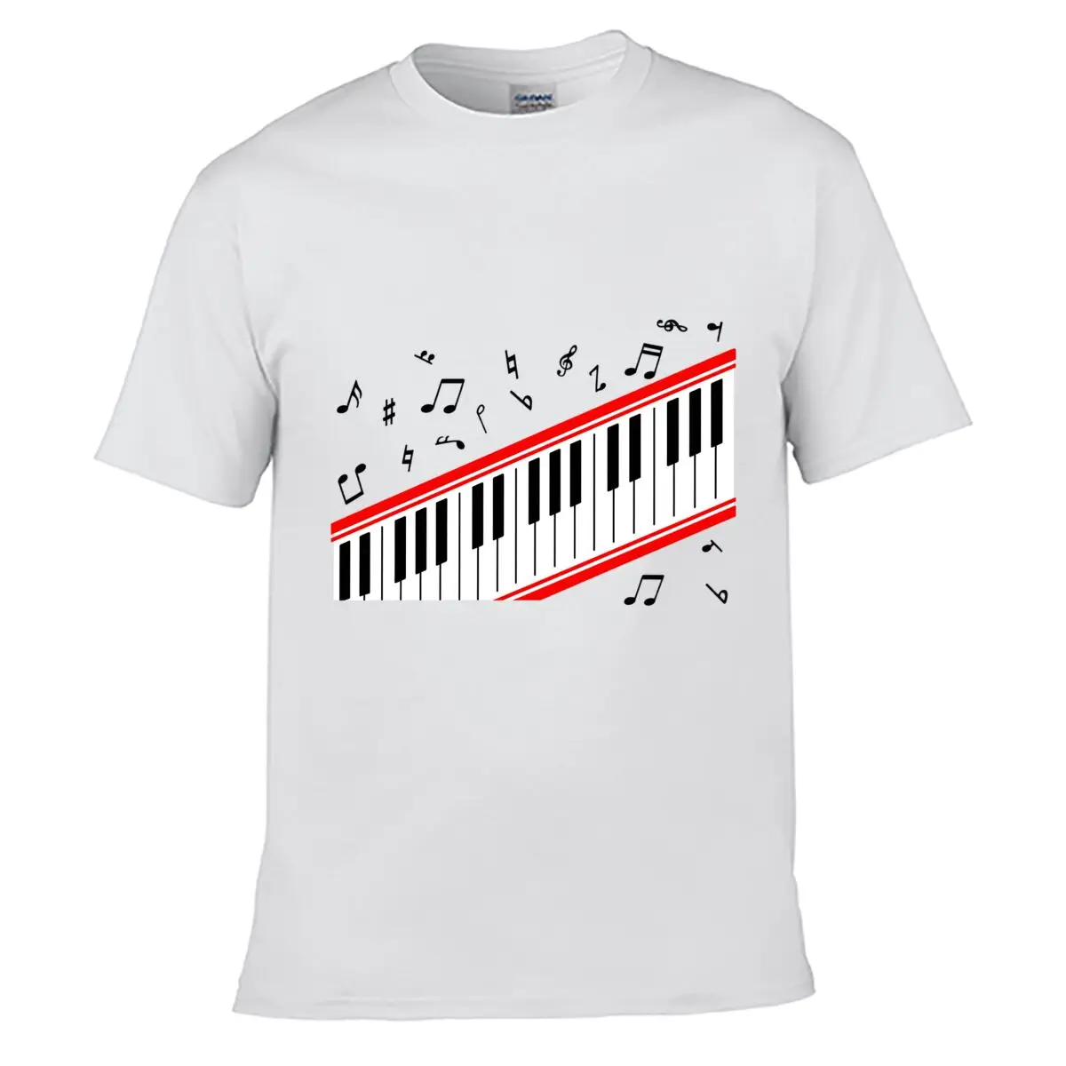 Piano Keyboard Musical Notes Music Theme Graphic Loose Casual Tee