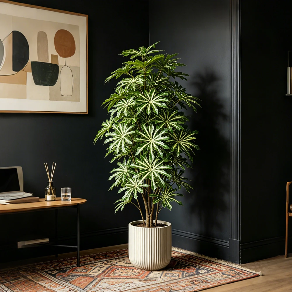 Plantas Artificiales de Yuca Grandes de 80-96 cm, Palmera Artificial, Árbol Monstera Falso, Hojas de Ficus de Plástico, Rama de Maranta Artificial para el Hogar