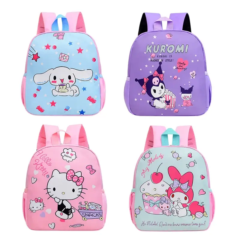 Sanrioed My Melody Kuromi Cinnamoroll Kids Boys Girls Shoulder Bag Hello Kitty Kindergarten Backpacks Children Schoolbag Gift