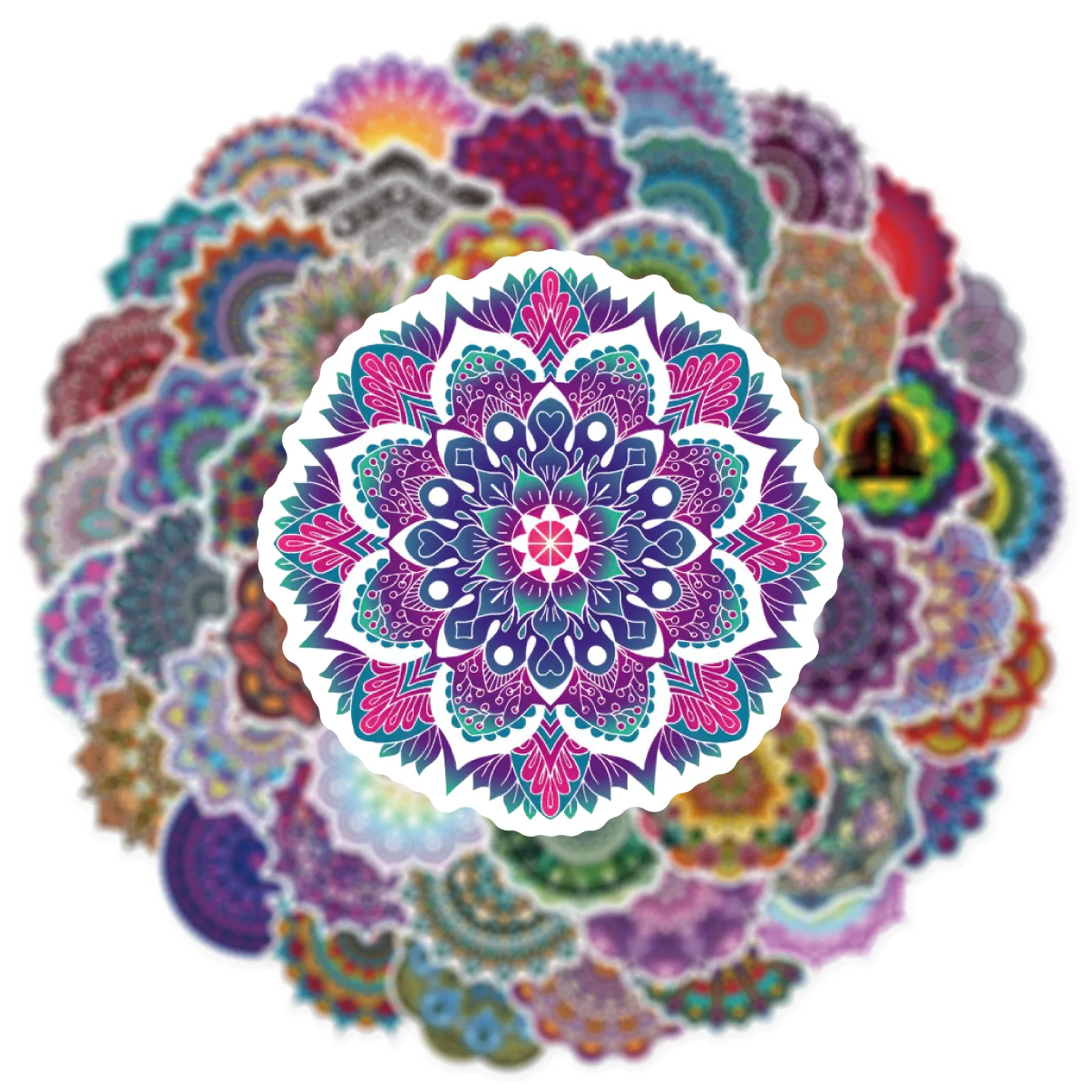 10/25/50pcs Cool Mandala Flower Stickers Graffiti for Phone Laptop Guitar Stationery Helmet Travel Luggage Skateboard Car DIY