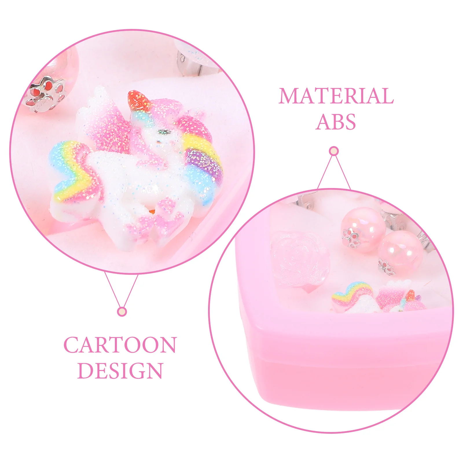 

1 Box Cartoon Unicorn Clip On For Girls Lovely No Pierced Ear Jewelry Kids Festive Party Play Set Heart Shape Box Lightweight