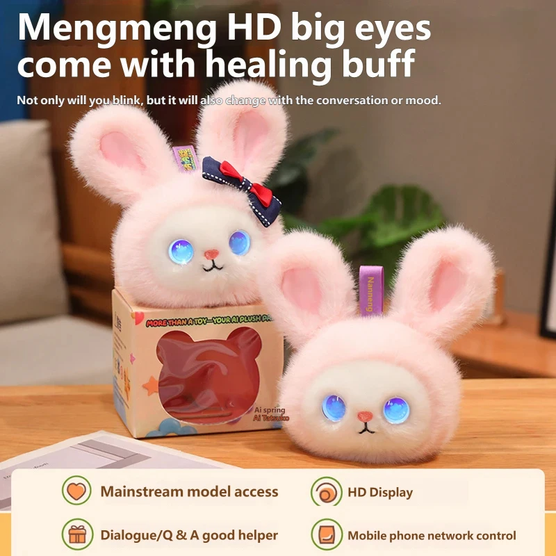 AI intelligent plush rabbit robot  LED dynamic expression desktop companion interactive plush toy Children's birthday gift