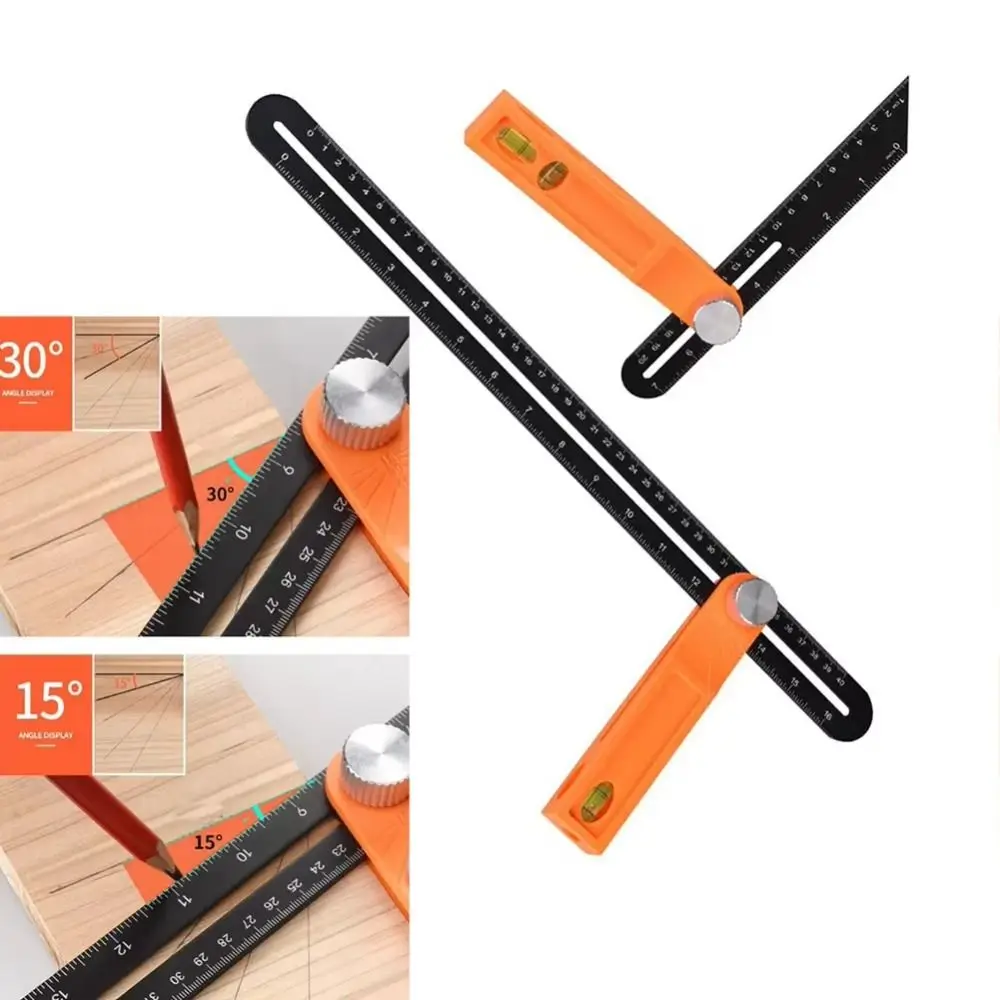 High Precision Angle Ruler Adjustable Detachable Sliding Level Ruler Bubble Level Movable Right Angle Ruler Woodworking