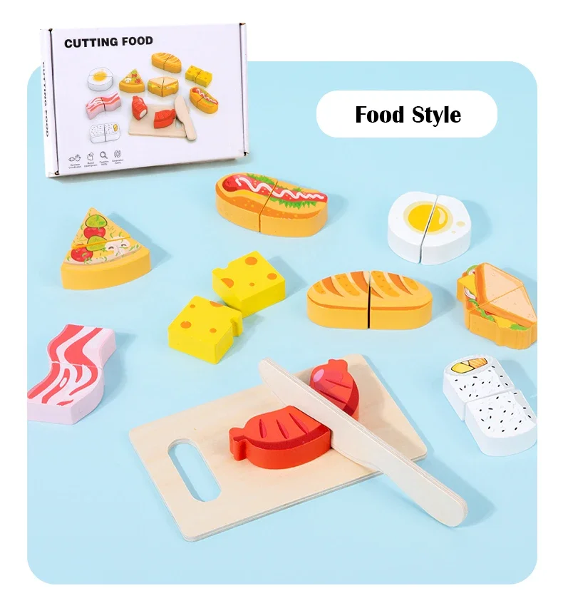 木製キッチンごっこシミュレーション切断フルーツ食品ゲームベルクロプレイキッチンアクセサリー知育玩具子供のため