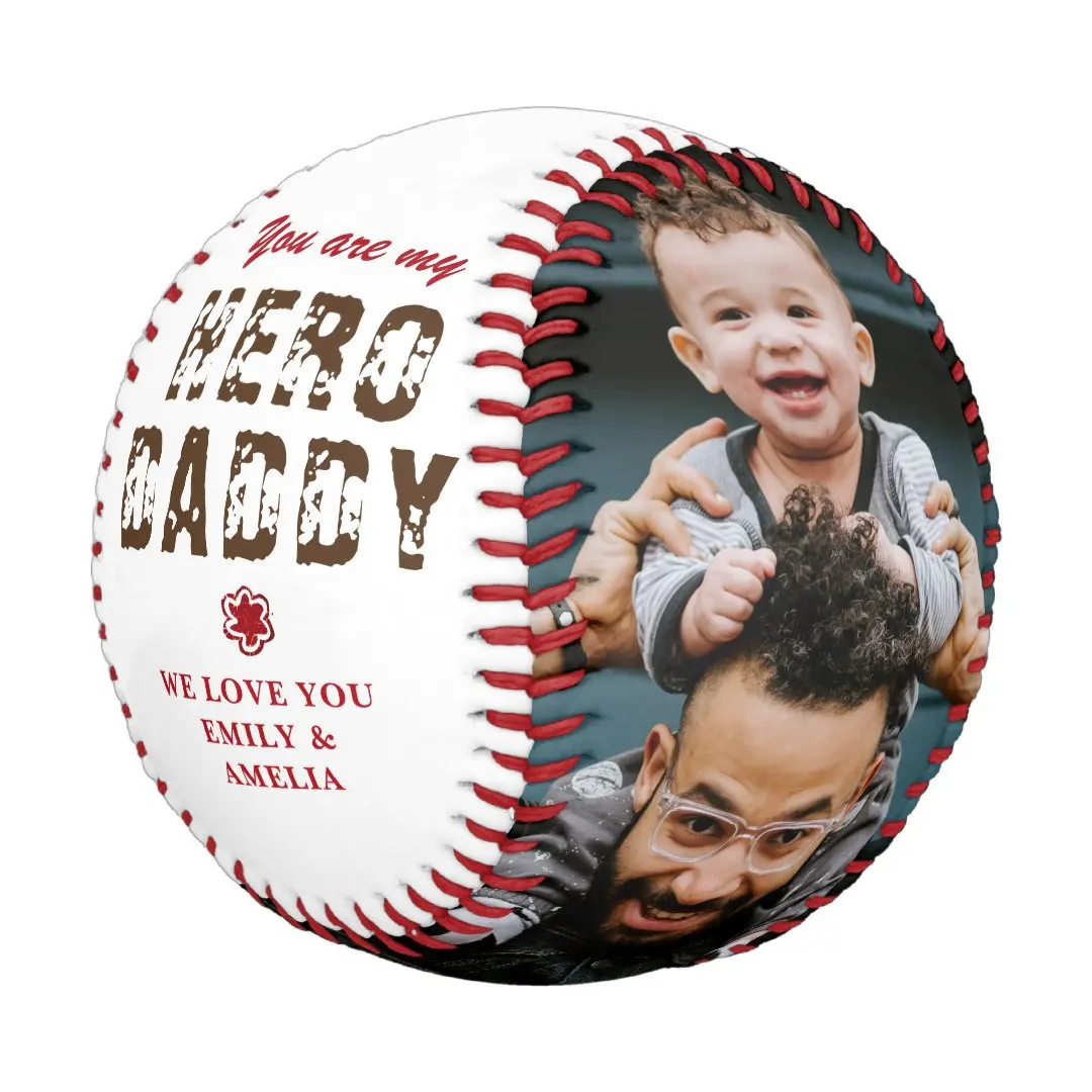 Color digital print Photo Baseball Hardwood core rubber baseball supports DIY custom Father's Day gift Holiday gifts souvenirs