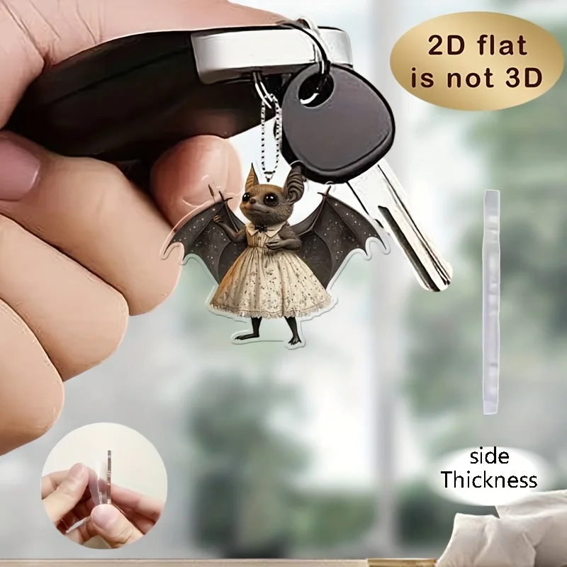 2D Firework Bat Crystal Pendant Elegant Skirt Wings Versatile Decor Cars Homes Backpacks Keychains Beautiful Gift Accessory 1PCS
