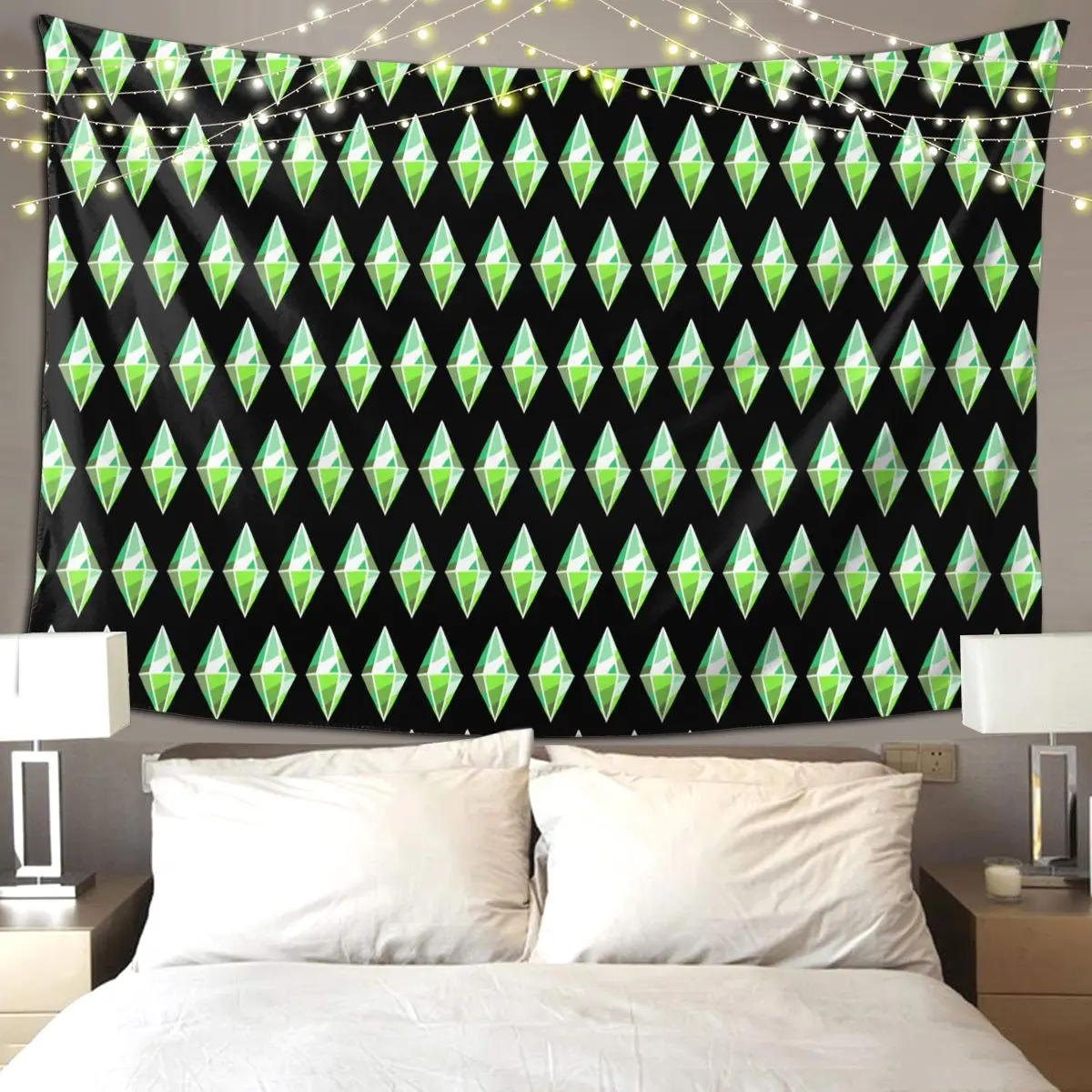 

Sims 4 Plumbob Tapestry Funny Wall Hanging Aesthetic Home Decoration Tapestries for Living Room Bedroom Dorm Room