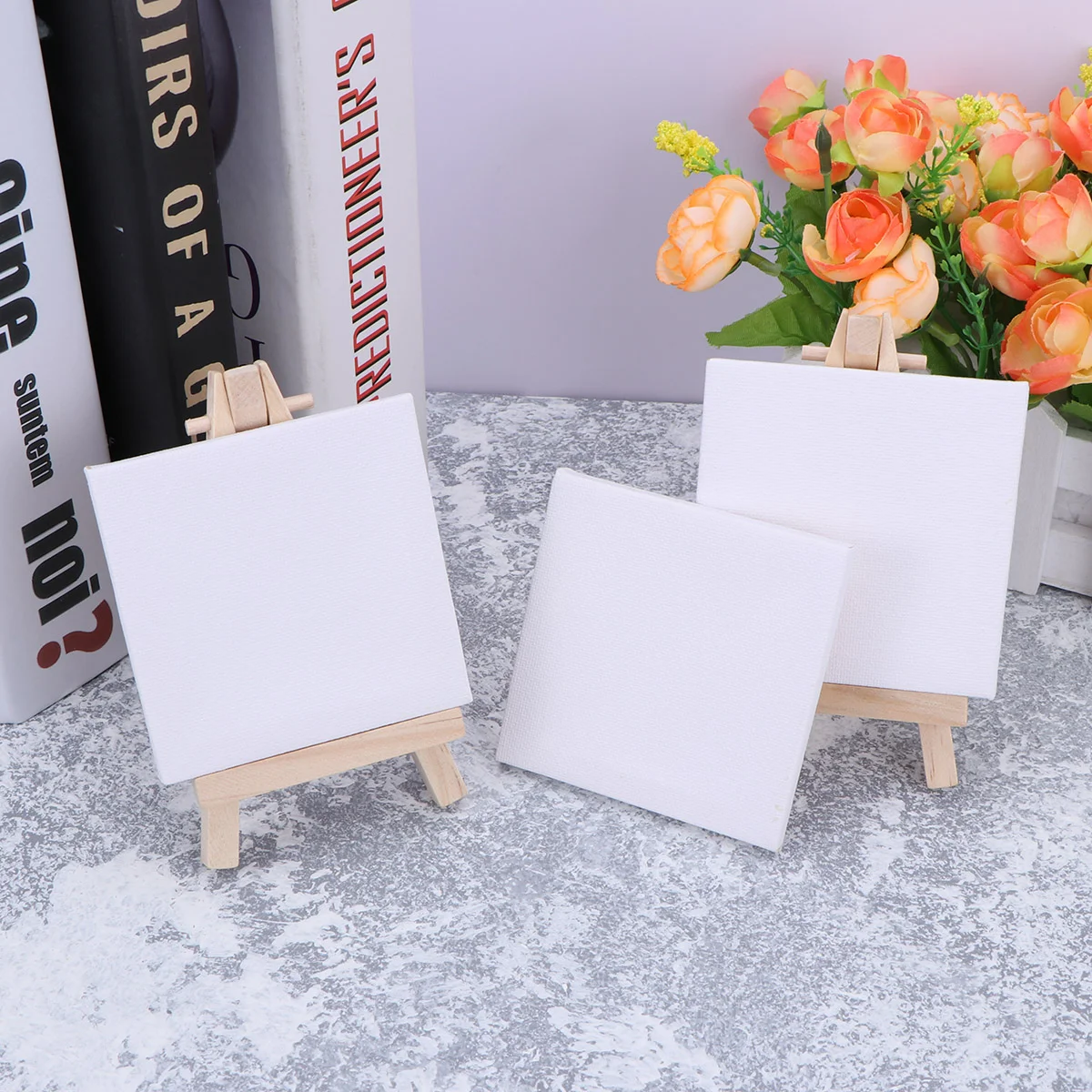 

10 PCS Drawing Decoration Mini Canvas Panel Decorate Bamboo Sketchpad Settings Wooden Easel