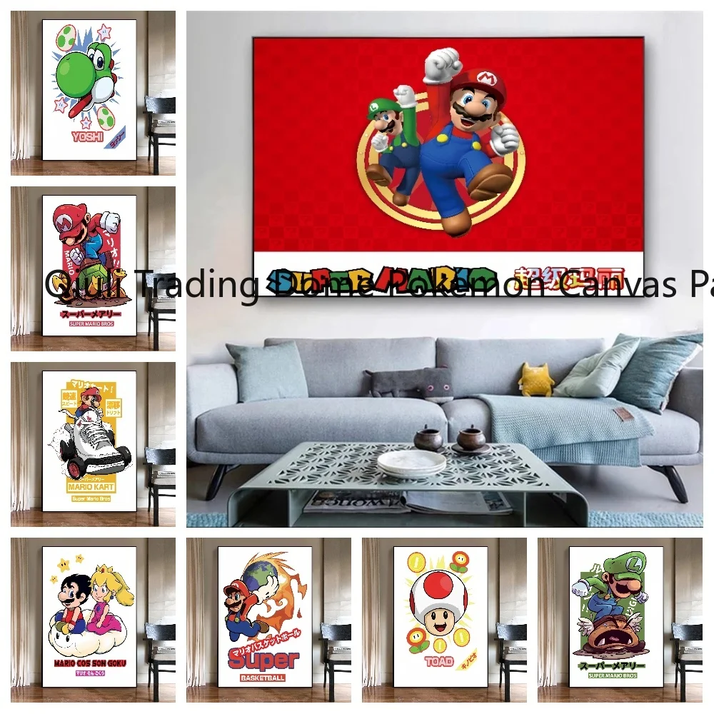 

Cartoon Figures Super Mario Bros Games HD Canvas Picture Luigi Bowser Posters Prints Wall Art Living Kid Room Anime Decoration