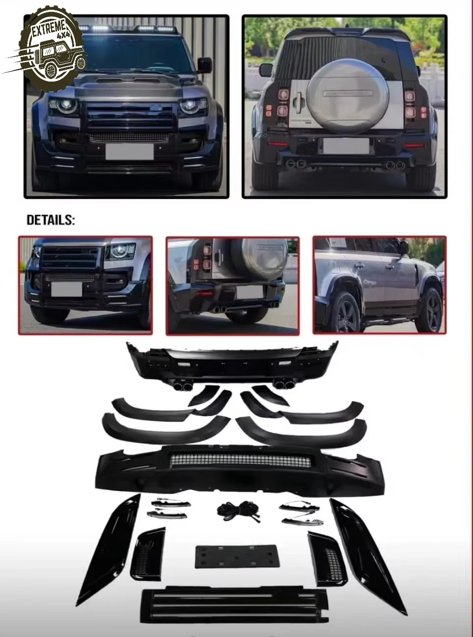 

Fit for 2020+ Lan Rov Def 90 110 130 LM Style Body Kit Front and Rear Bumper Upgrade Car Modification Parts