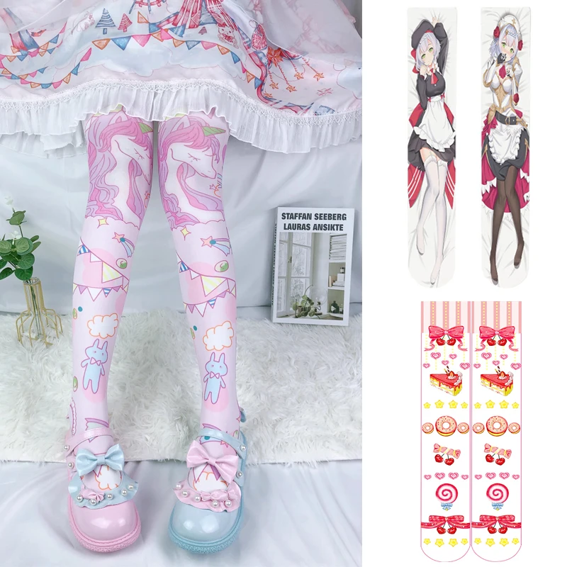 Anime ontworpen privé aangepaste lange kousen 3D-printen nieuwe kousen mode hoogwaardige sexy fluwelen kalfssokken cosplay