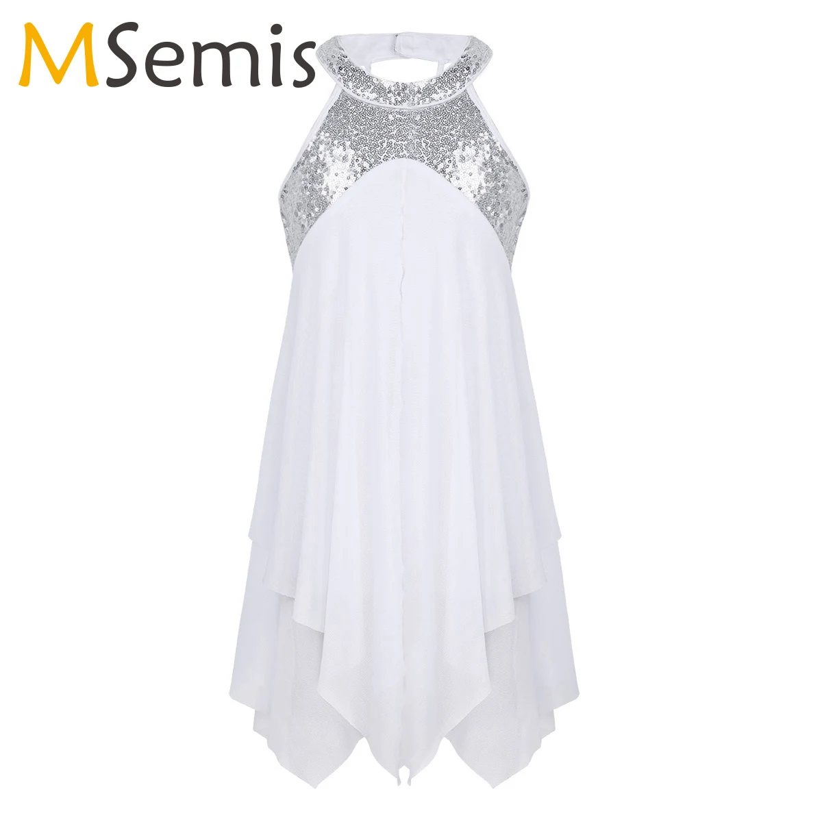 Halter Sequin Backless Ballet Dance Dress para meninas, Collant de ginástica, Traje de dança latina moderna contemporânea lírica, infantil e adolescentes